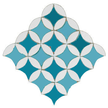 Mosaic House Moroccan tile Fleurs C 26-13-23 Polar White Light Turquoise Turquoise  zellige, mosaic, zellij, field, pattern, glaze 